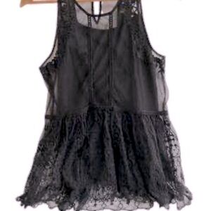 Hollister sheer lacey black tank with cami underneath